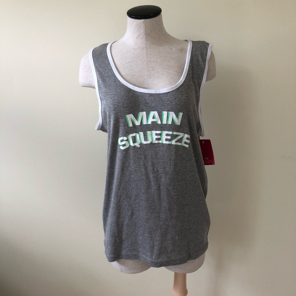 Dollhouse gray “Main Squeeze” tank top 1X